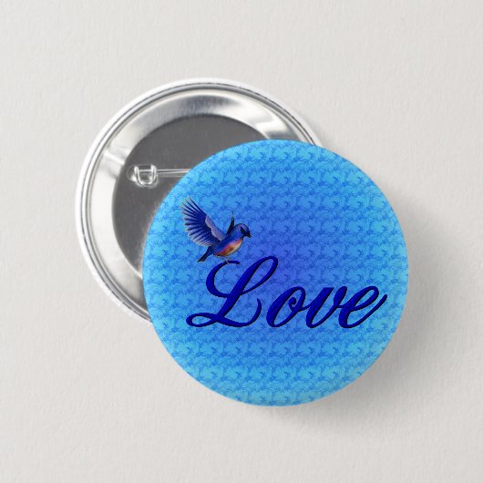 Love Elegant Bluebird Button (Voorkant /achterkant)