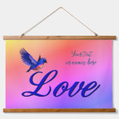 Love Elegant Bluebird Inspirerend Hangend Wandkleed (Voorkant)
