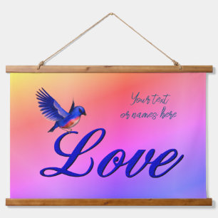Love Elegant Bluebird Inspirerend Hangend Wandkleed