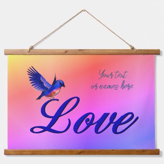 Love Elegant Bluebird Inspirerend Hangend Wandkleed (Voorkant)