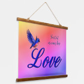 Love Elegant Bluebird Inspirerend Hangend Wandkleed (Gebogen)