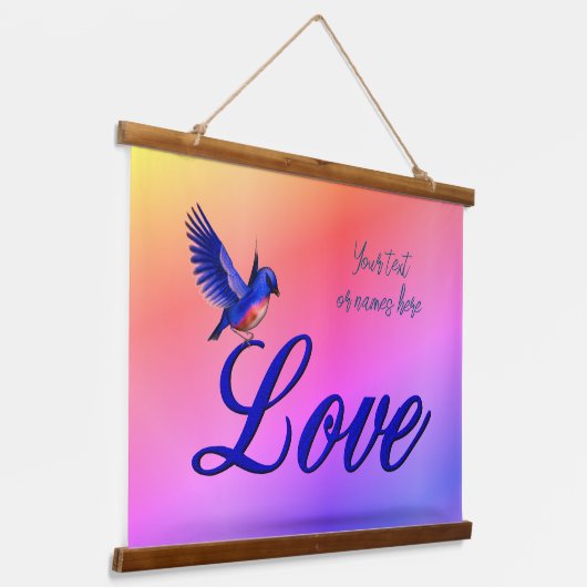 Love Elegant Bluebird Inspirerend Hangend Wandkleed (Gebogen)