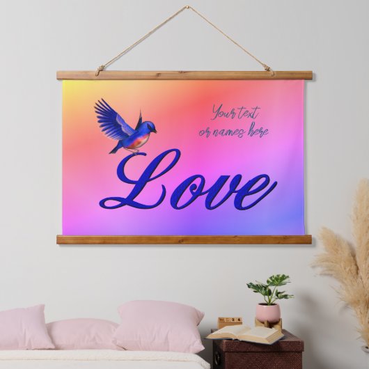 Love Elegant Bluebird Inspirerend Hangend Wandkleed (Slaapkamer)