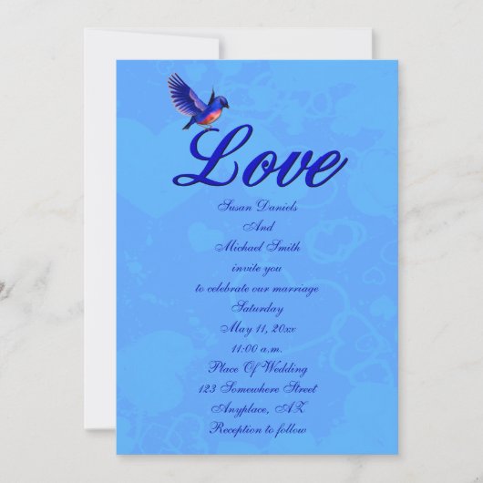 Love Elegant Bluebird Wedding Kaart (Voorkant)