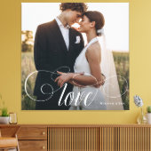 LOVE Elegant Calligraphy Couple Wedding Photo Canvas Afdruk (Insitu (Woonkamer))