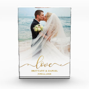 Love Elegant Gold Script Bride Groom Wedding Fotoblokken