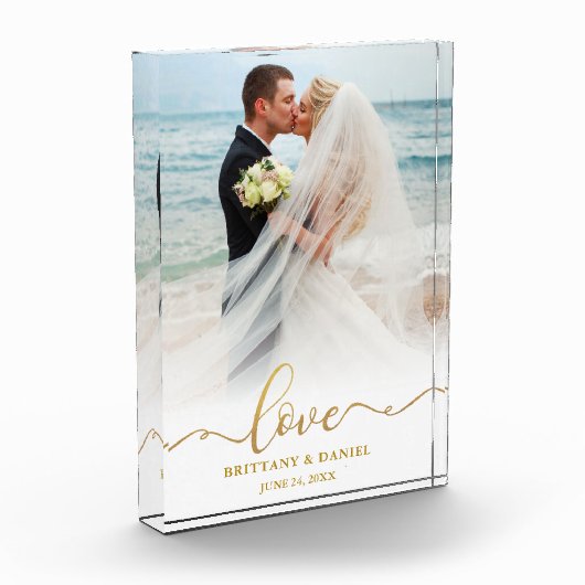 Love Elegant Gold Script Bride Groom Wedding Fotoblokken (Links)