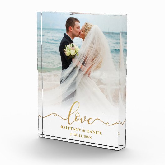 Love Elegant Gold Script Bride Groom Wedding Fotoblokken (Rechts)