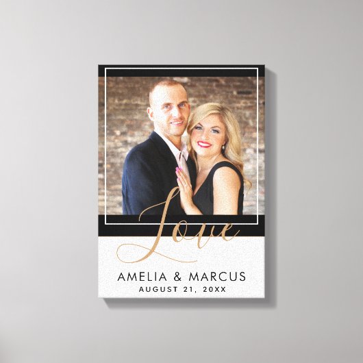 Love Elegant Script Bride Groom Wedding Keepslag Canvas Afdruk (Voorkant)