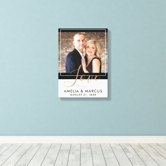 Love Elegant Script Bride Groom Wedding Keepslag Canvas Afdruk (Insitu (Houten vloer))