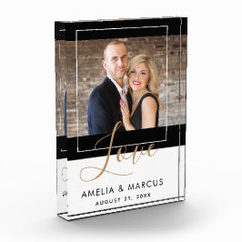 Love Elegant Script Bride Groom Wedding Keepslag Fotoblokken