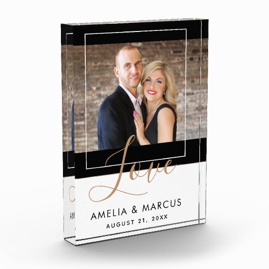 Love Elegant Script Bride Groom Wedding Keepslag Fotoblokken (Links)