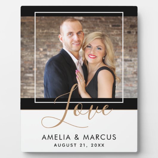 Love Elegant Script Bride Groom Wedding Keepslag Fotoplaat (Voorkant)