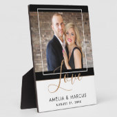 Love Elegant Script Bride Groom Wedding Keepslag Fotoplaat (Zijkant)