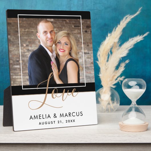 Love Elegant Script Bride Groom Wedding Keepslag Fotoplaat (Zijkant)