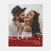 'Love' Elegant Script Foto & Persoonlijk Bericht Fleece Deken (Voorkant)