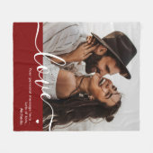 'Love' Elegant Script Foto & Persoonlijk Bericht Fleece Deken (Voorkant (Horizontaal))