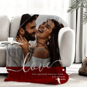 'Love' Elegant Script Foto & Persoonlijk Bericht Fleece Deken