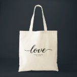 "Love" Elegant Script type, Wedding Tote Bag<br><div class="desc">Vier uw speciale dag met onze "Timeless Love - Elegant Script Wedding Canvas tas." Deze prachtig ontworpen canvas tas heeft het woord "Love" in een prachtig en elegant script, ideaal om de romance en elegantie van uw bruiloft te belichamen. Personaliseer deze canvas tas met uw namen en trouwdatum, waardoor het...</div>