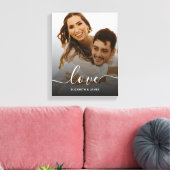 Love Elegant Script Verloving Photo Canvas Afdruk (Insitu (Woonkamer))