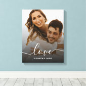 Love Elegant Script Verloving Photo Canvas Afdruk (Insitu (Houten vloer))