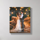 Love Elegant Script Wedding Bride Groom Photo Canvas Afdruk (Voorkant)
