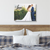 Love Elegant Script Wedding Photo Wall Art Canvas Afdruk (Insitu (Slaapkamer))