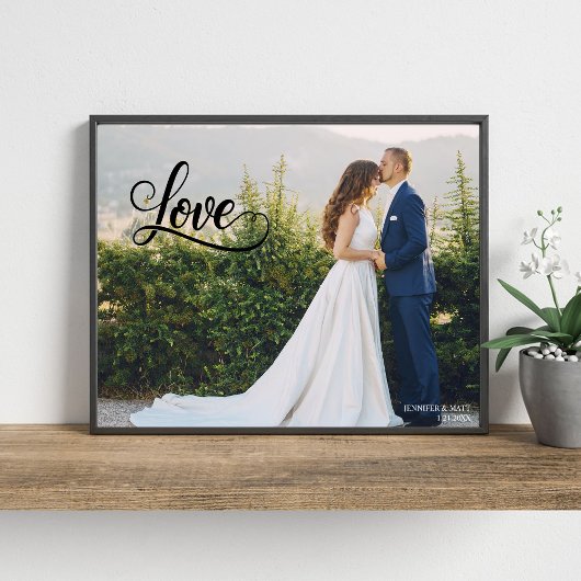 Love Elegant Script Wedding Photo Wall Art Foto Afdruk