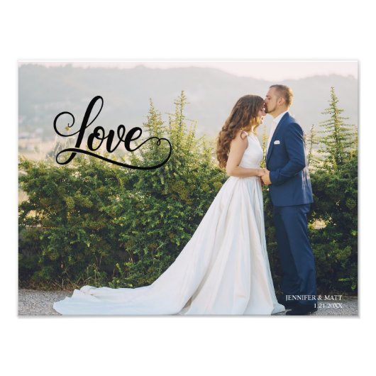 Love Elegant Script Wedding Photo Wall Art Foto Afdruk (Voorkant)