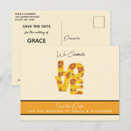 LOVE Elegant Sunflower Wedding Save the Date Postc Briefkaart