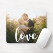 Love Elegant White Thick Typography Weduwfoto Muismat (Met muis)