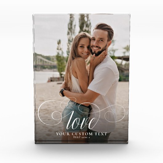 LOVE Elegante Calligrafie Eenvoudig Echtpaar Trouw Fotoblokken (Voorkant)