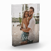 LOVE Elegante Calligrafie Eenvoudig Echtpaar Trouw Fotoblokken (Links)