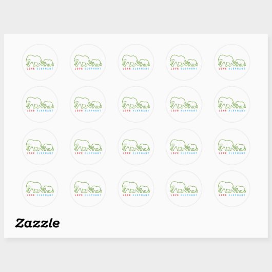 Love Elephant Ronde Sticker (Vel)