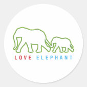 Love Elephant Ronde Sticker (Voorkant)