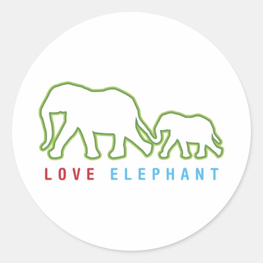 Love Elephant Ronde Sticker (Voorkant)