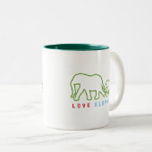 Love Elephant Tweekleurige Koffiemok (Voorkant rechts)