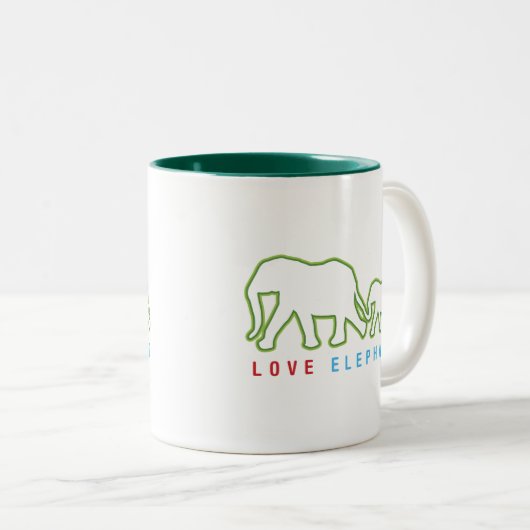 Love Elephant Tweekleurige Koffiemok (Voorkant rechts)