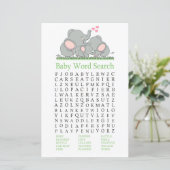 Love Elephants Baby shower Word Search Game (Staand voorkant)