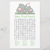 Love Elephants Baby shower Word Search Game (Voorkant)