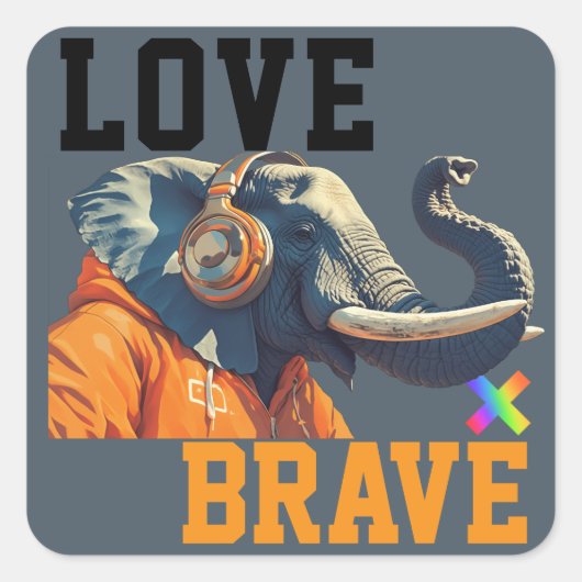 LOVE × ELEPHANTS - Custom Vierkante Sticker (Voorkant)