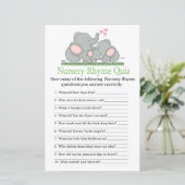 Love Elephants Nursery Rhyme Quiz baby shower game (Staand voorkant)