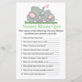 Love Elephants Nursery Rhyme Quiz baby shower game (Voorkant)