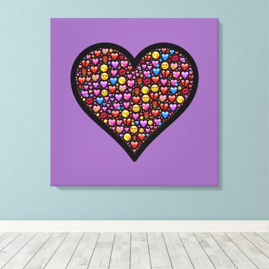 Love Emoji Gepersonaliseerd Canvas Afdruk (Insitu (Houten vloer))
