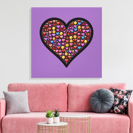 Love Emoji Gepersonaliseerd Canvas Afdruk (Insitu (Woonkamer))