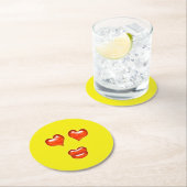 Love Emoji Ronde Kartonnen Onderzetter (Insitu)