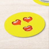 Love Emoji Ronde Kartonnen Onderzetter (Gebogen)