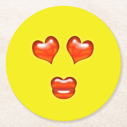 Love Emoji Ronde Kartonnen Onderzetter (Voorkant)