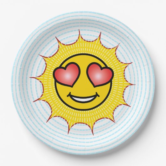 Love Emoji Sun Papieren Bordje (Voorkant)