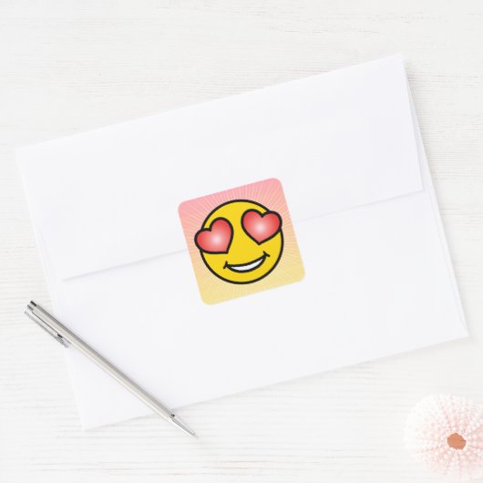 Love Emoji Vierkante Sticker (Envelop)